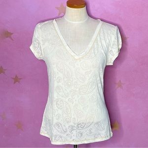 Lucky Brand Vintage 90s Y2K Burnout Paisley Tee Large Witchy Whimsigoth Grunge